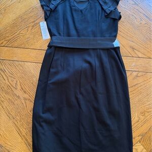 Nue by Shani Elegant Black Dress with Ruffled Sleeves